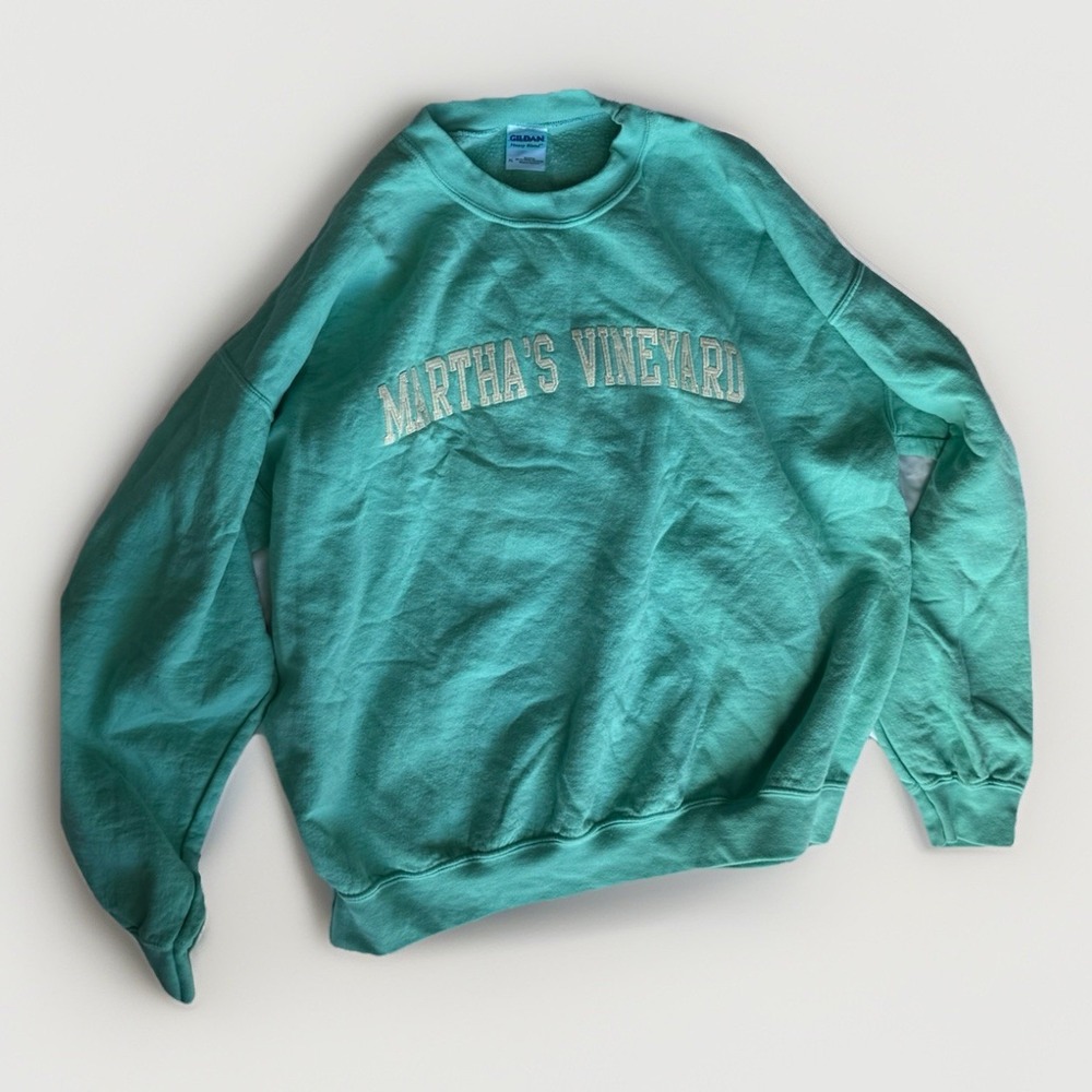 Martha's Vineyard Crewneck Sweatshirt XL Mint Green Embroidered Pullover
